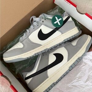 Nike Dunk Low Gray and White Sneakers - NEW IN BOX